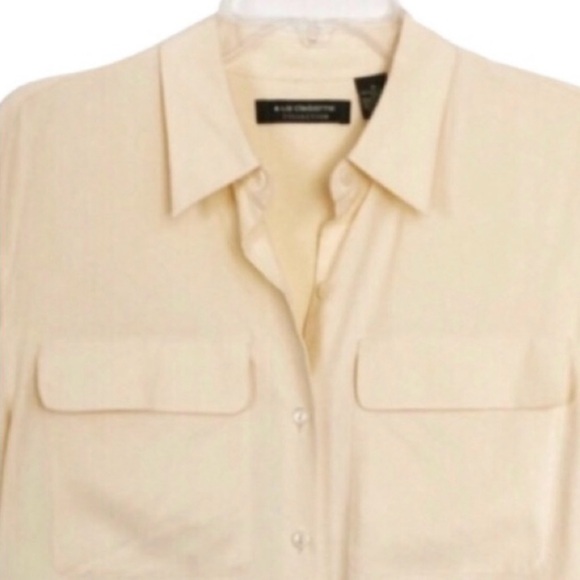 Butter Yellow SILK! Liz Claiborne Long Sleeve Blouse Size 8 - Picture 2 of 16